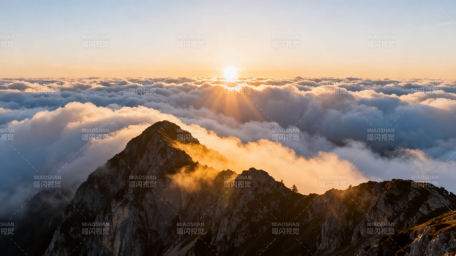 云海日出 峰峦披金辉图片