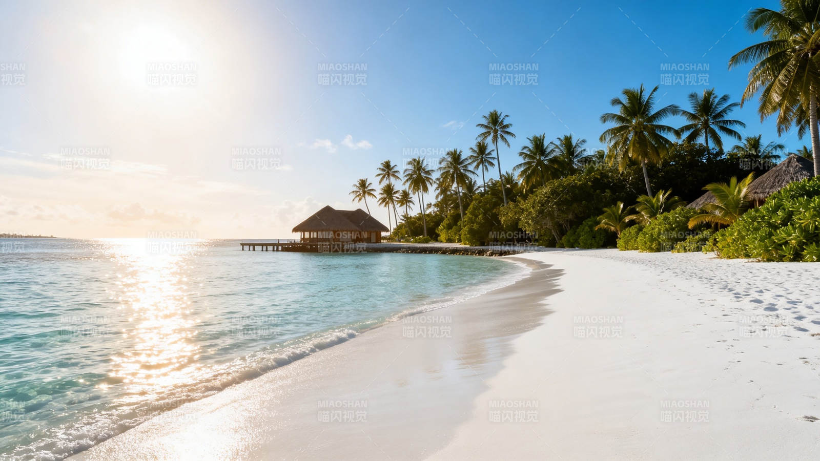 热带海滩日落美景图片