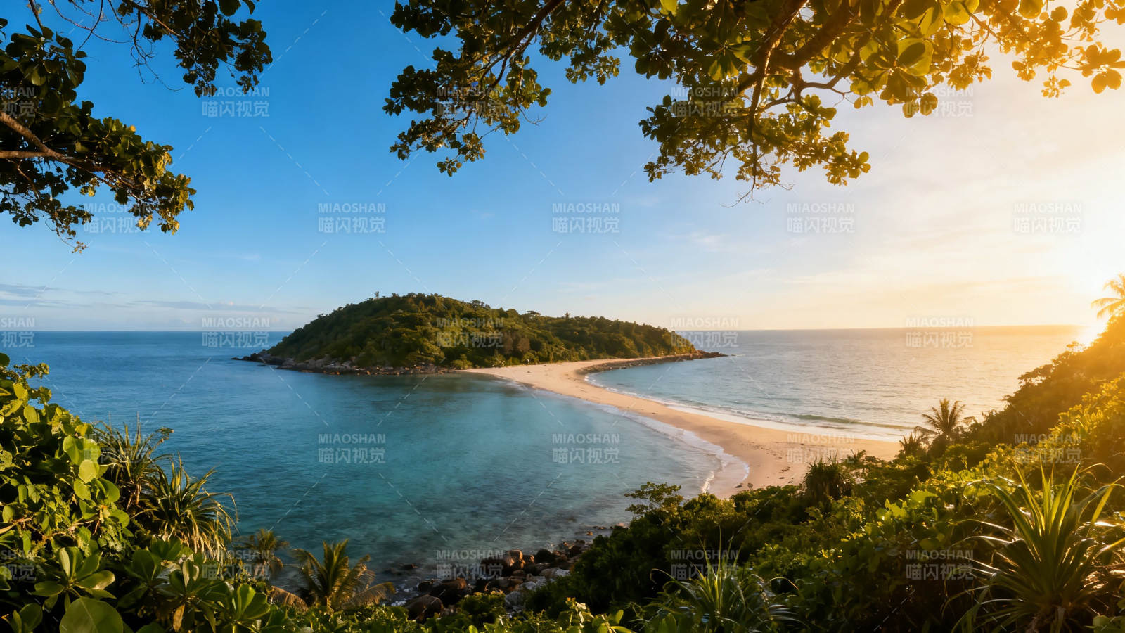 热带海岛日落美景图片