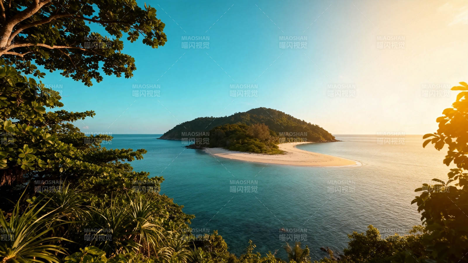 热带海岛日落美景图片