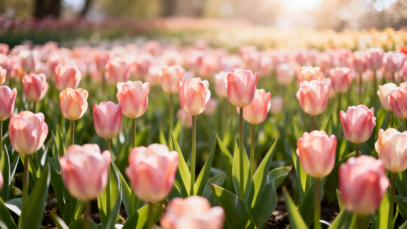 春日粉 tulip 花海盛放图片