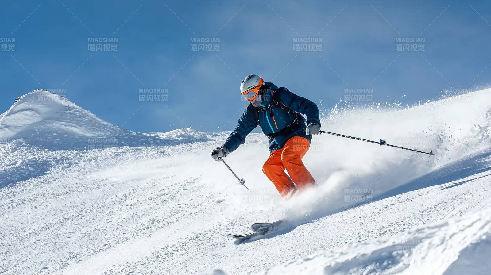 雪坡飞驰 橙裤炫技图片