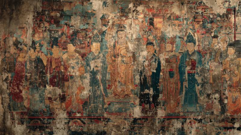 敦煌壁画 众神朝佛图图片