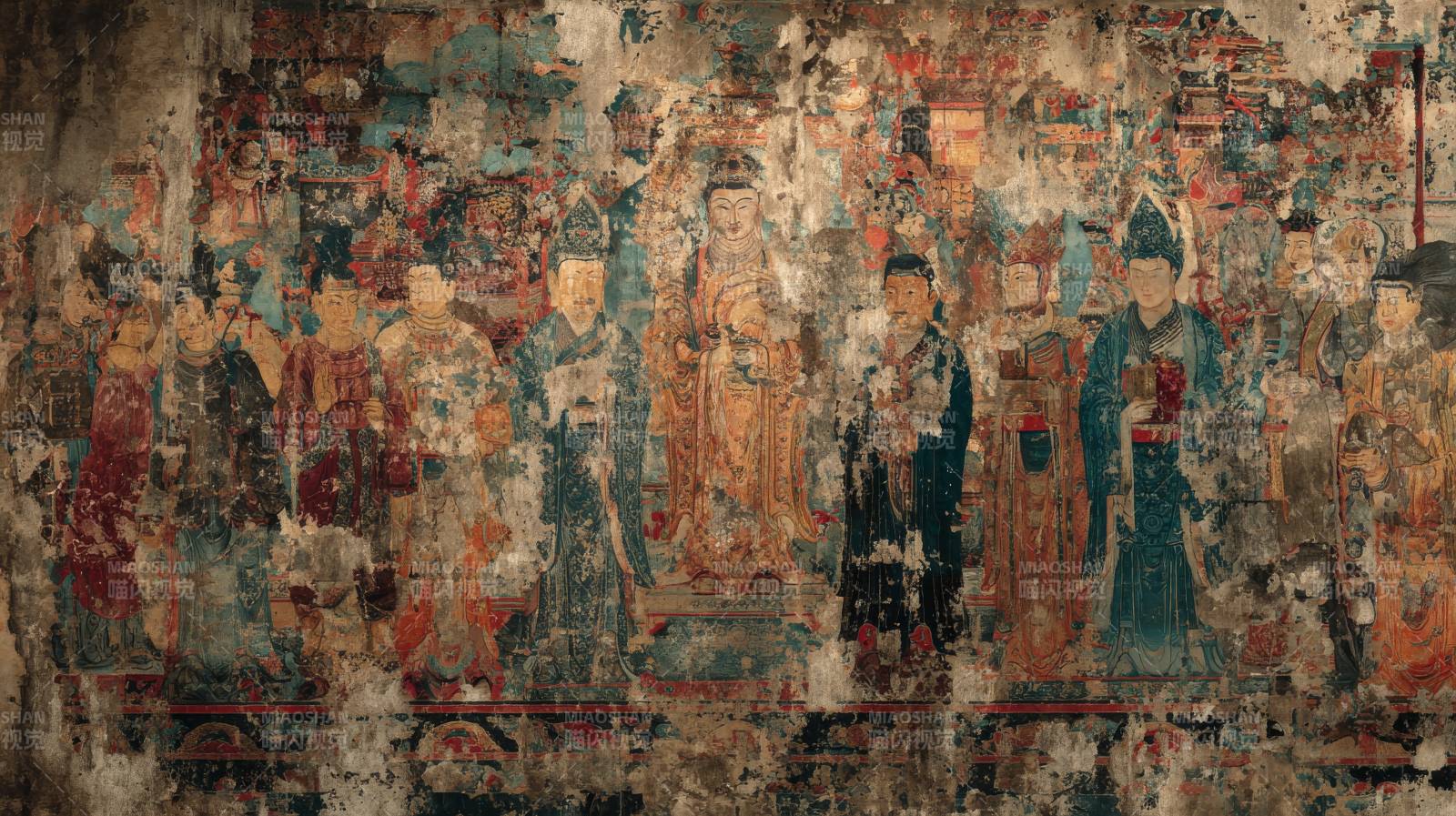 敦煌壁画 众神朝佛图图片