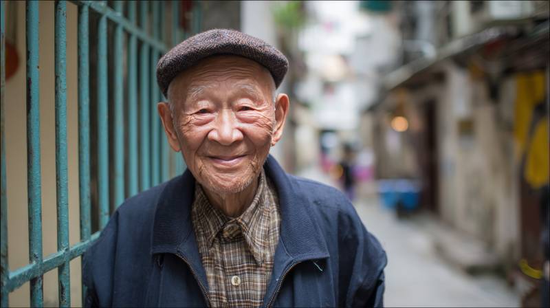 巷口老人笑 岁月温柔待图片
