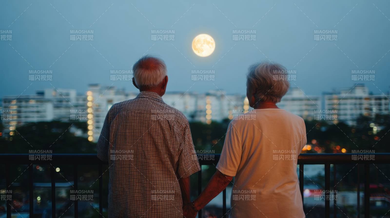 月下携手 白首共赏夜景图片