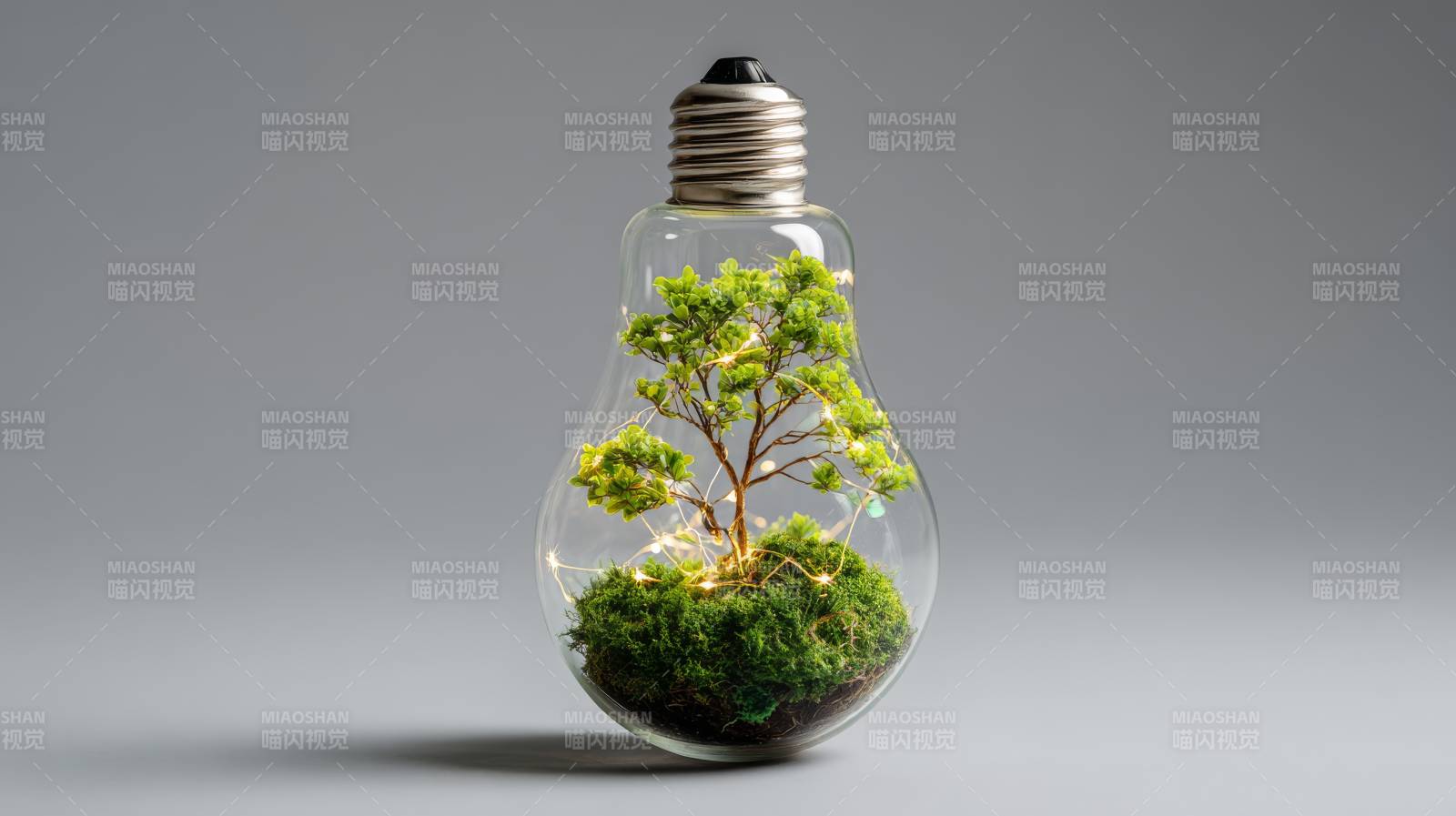 灯泡里的绿色生命图片