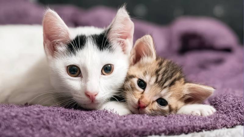 双猫依偎 萌化人心图片