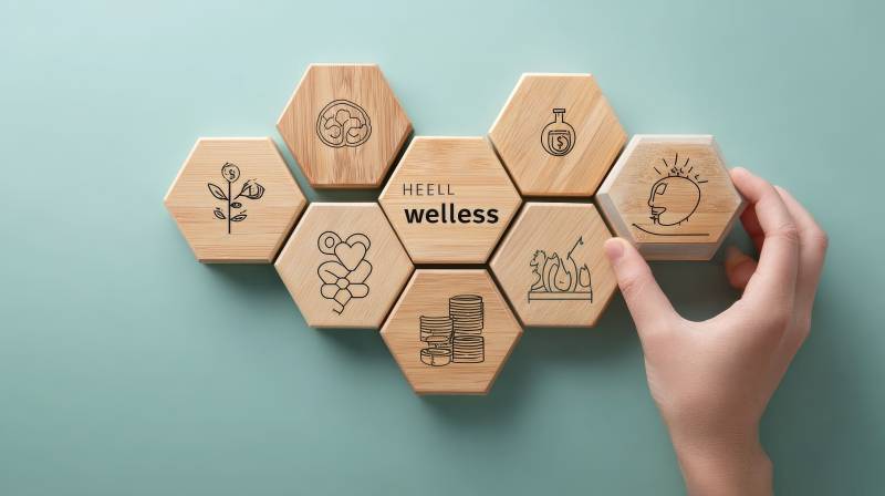 手握 wellness 拼出健康生活图片