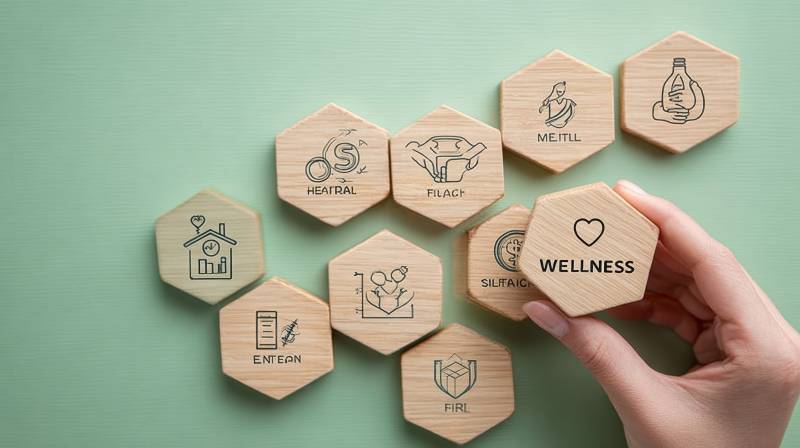 手握 wellness 健康拼图成图片