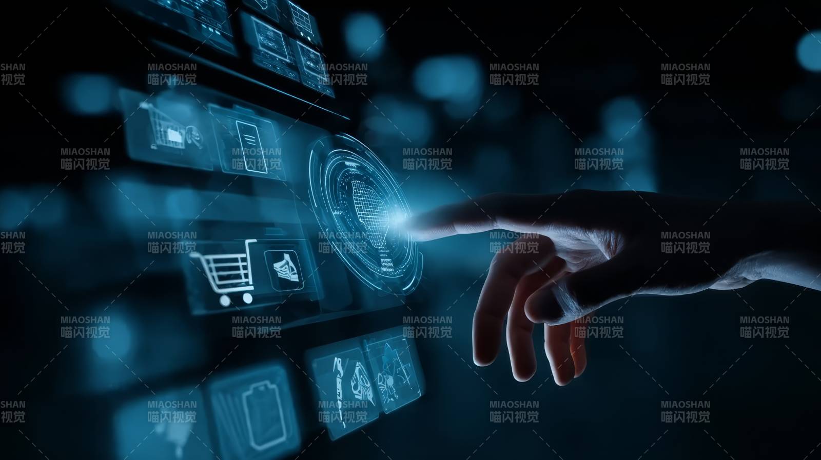 指尖触碰未来科技界面图片