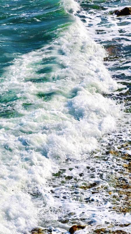 海浪拍岸 白沫翻涌图片