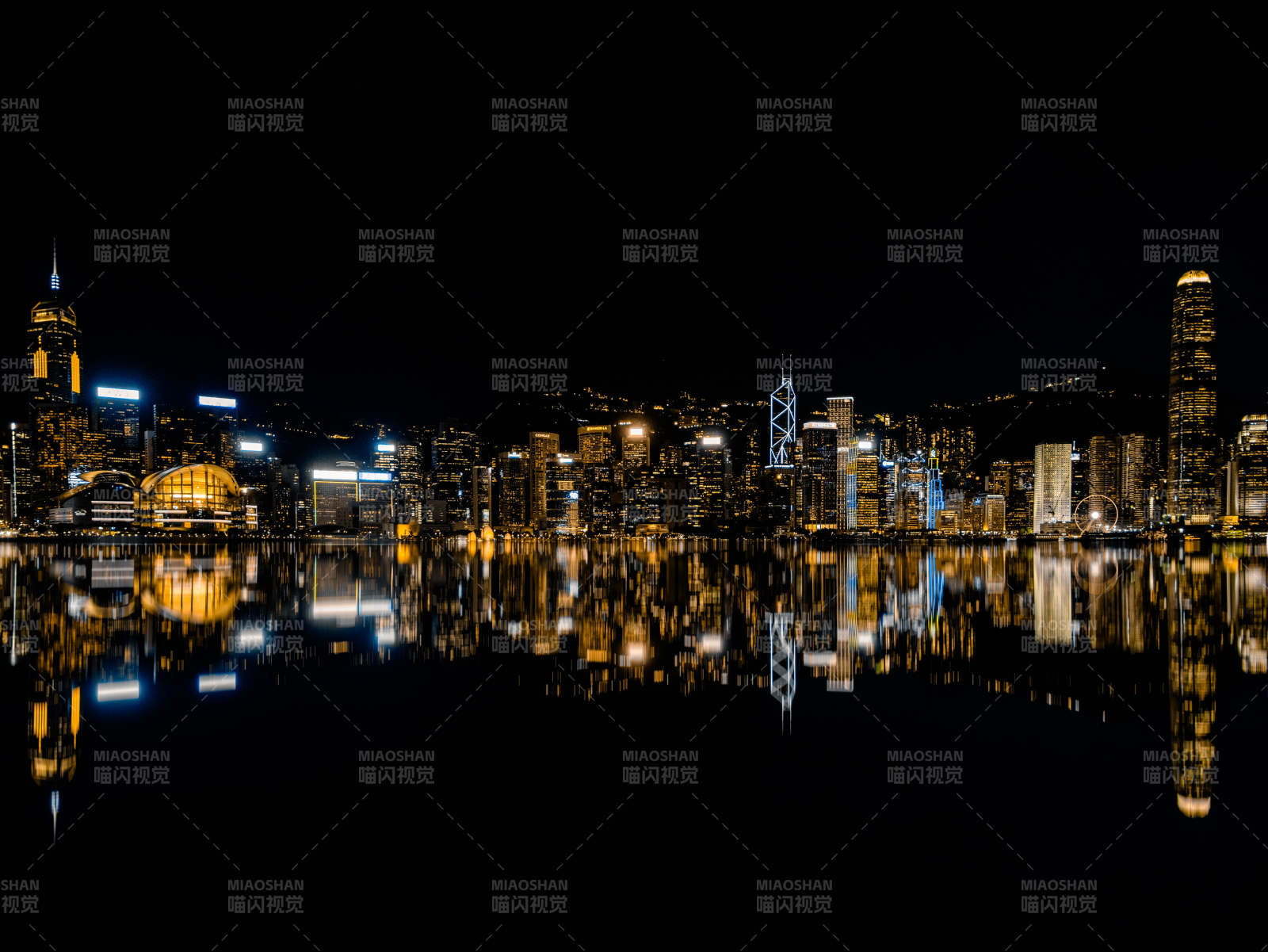 香港夜景倒影如画图片