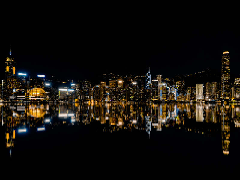 香港夜景倒影如画图片