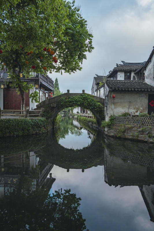 苏州周庄水乡古桥 倒影如画图片