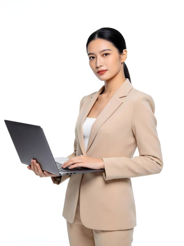 职场女性持笔记本自信微笑图片