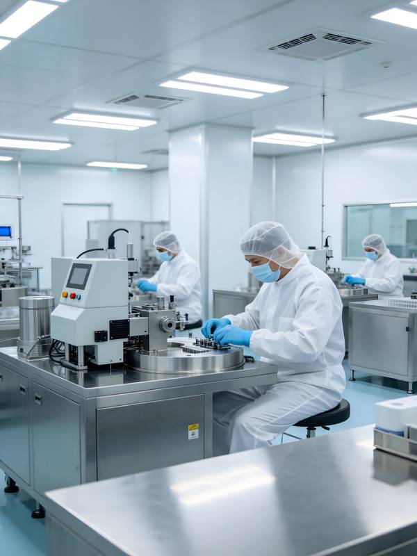洁净车间工人专注操作设备图片