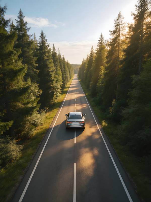 林间公路 单车向光行图片