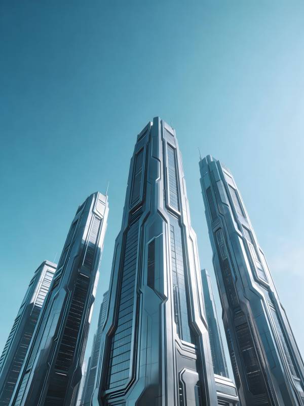未来都市 摩天巨塔群图片