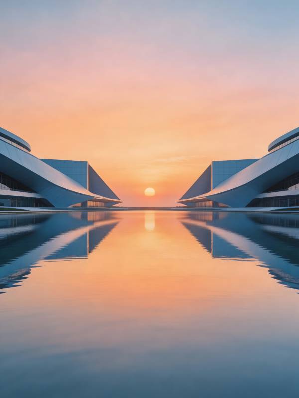 夕阳镜像 未来建筑 symphony图片