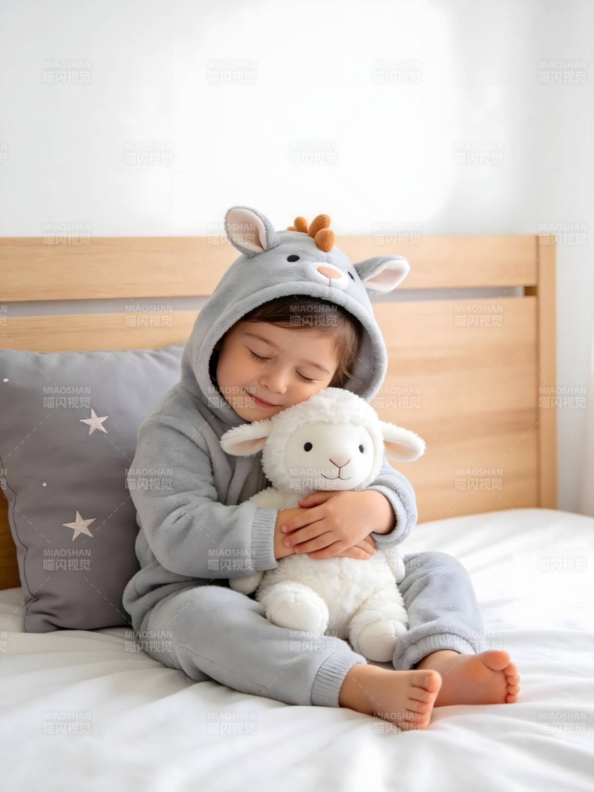 萌娃抱羊羔 甜梦入眠时图片
