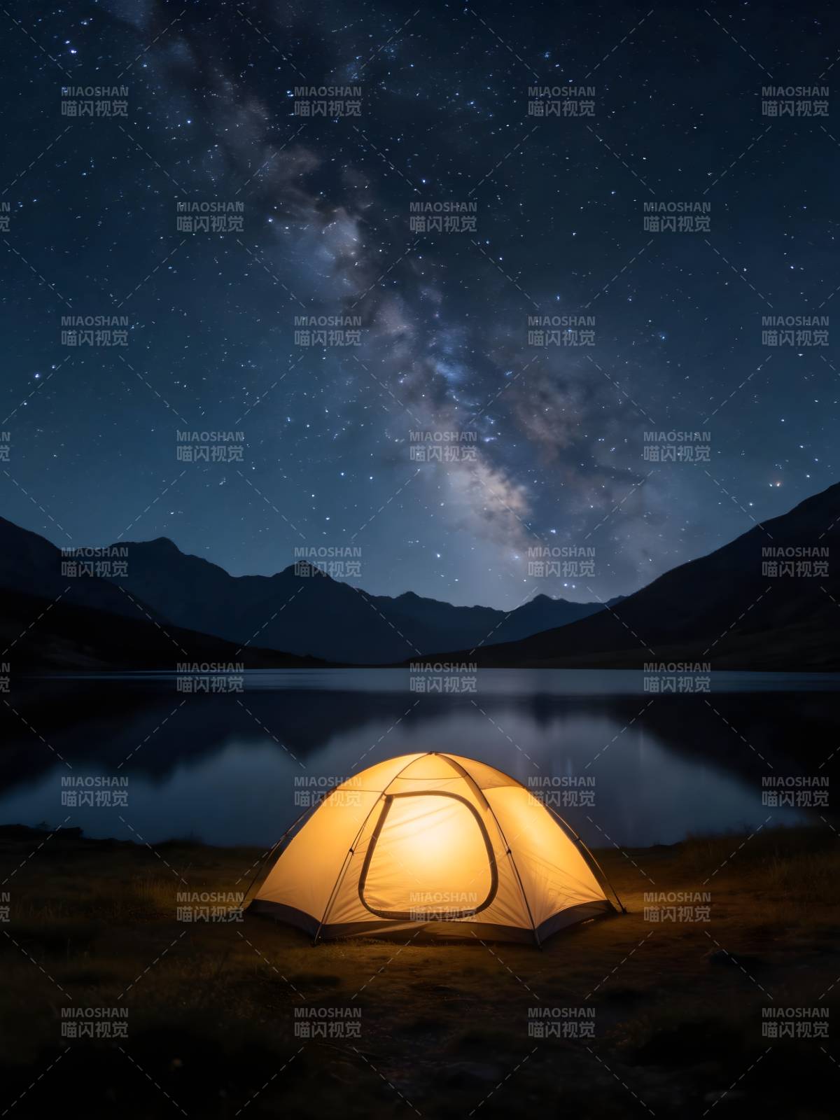 星空下的帐篷露营夜图片