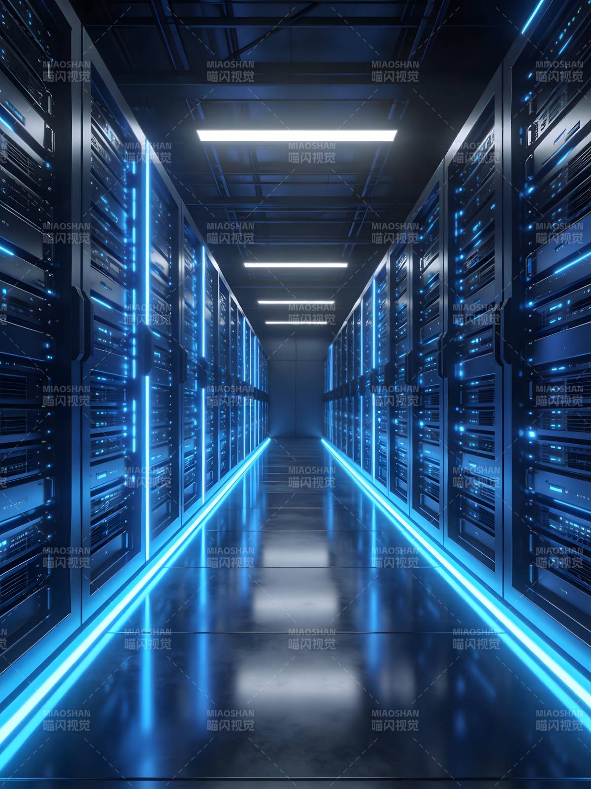 蓝光服务器走廊图片