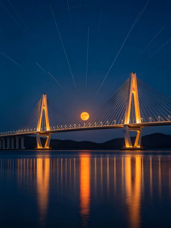 月悬桥影 夜静水明图片