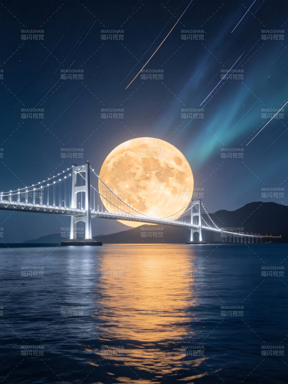 月桥星轨夜图片