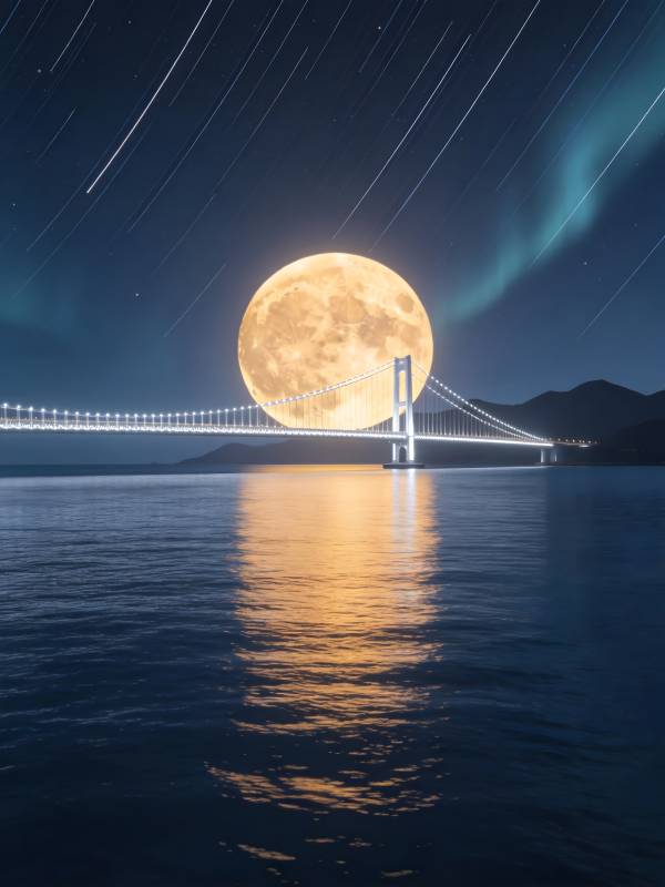 月悬桥影 星河入海梦图片