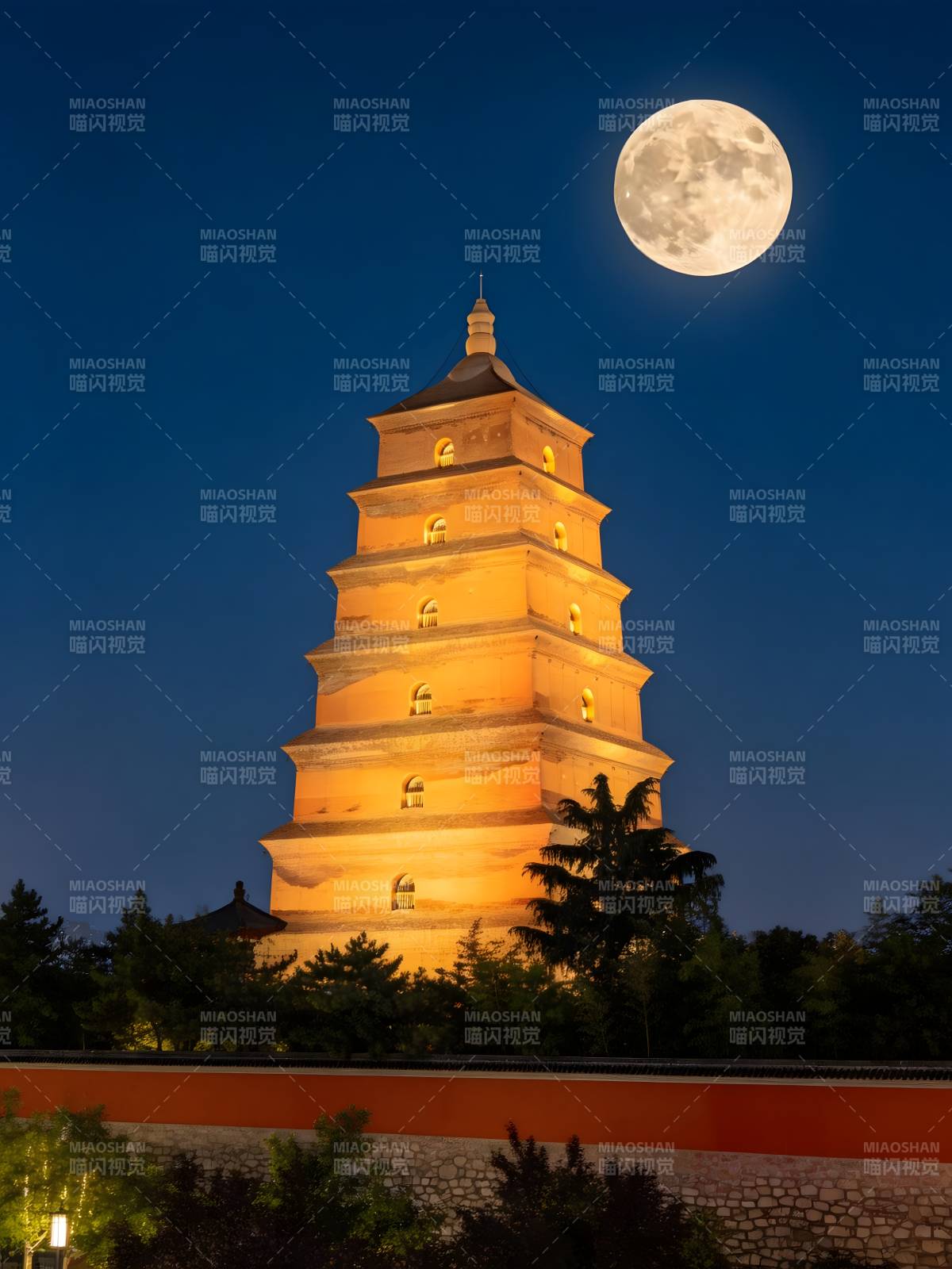 月照大雁塔 古塔映清辉图片
