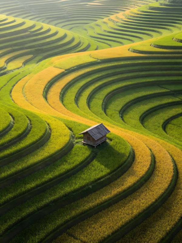 梯田如画 小屋点睛图片