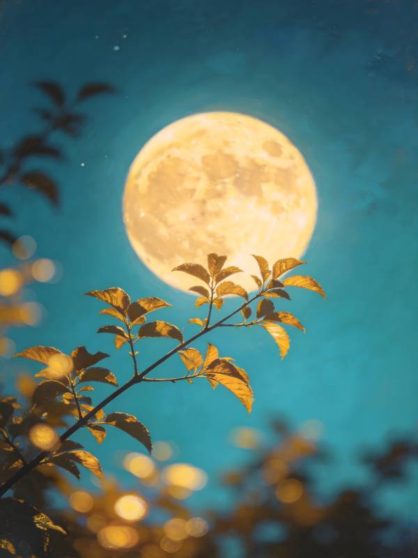 月夜枝叶 静美如诗图片