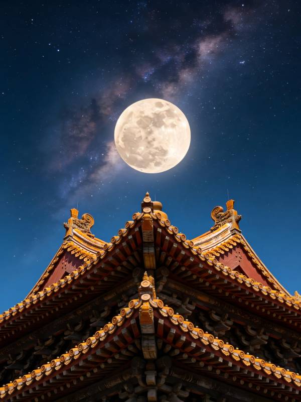 月照古殿 星河入梦图片