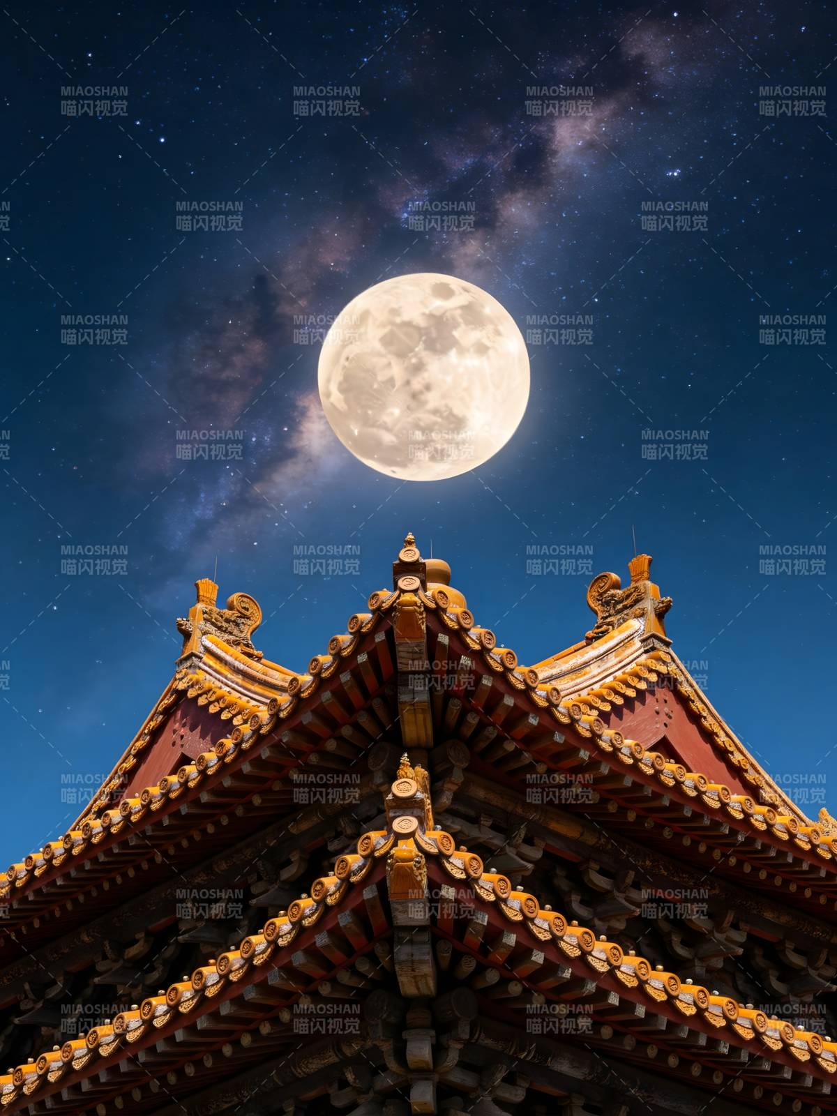 月照古殿 星河入梦图片