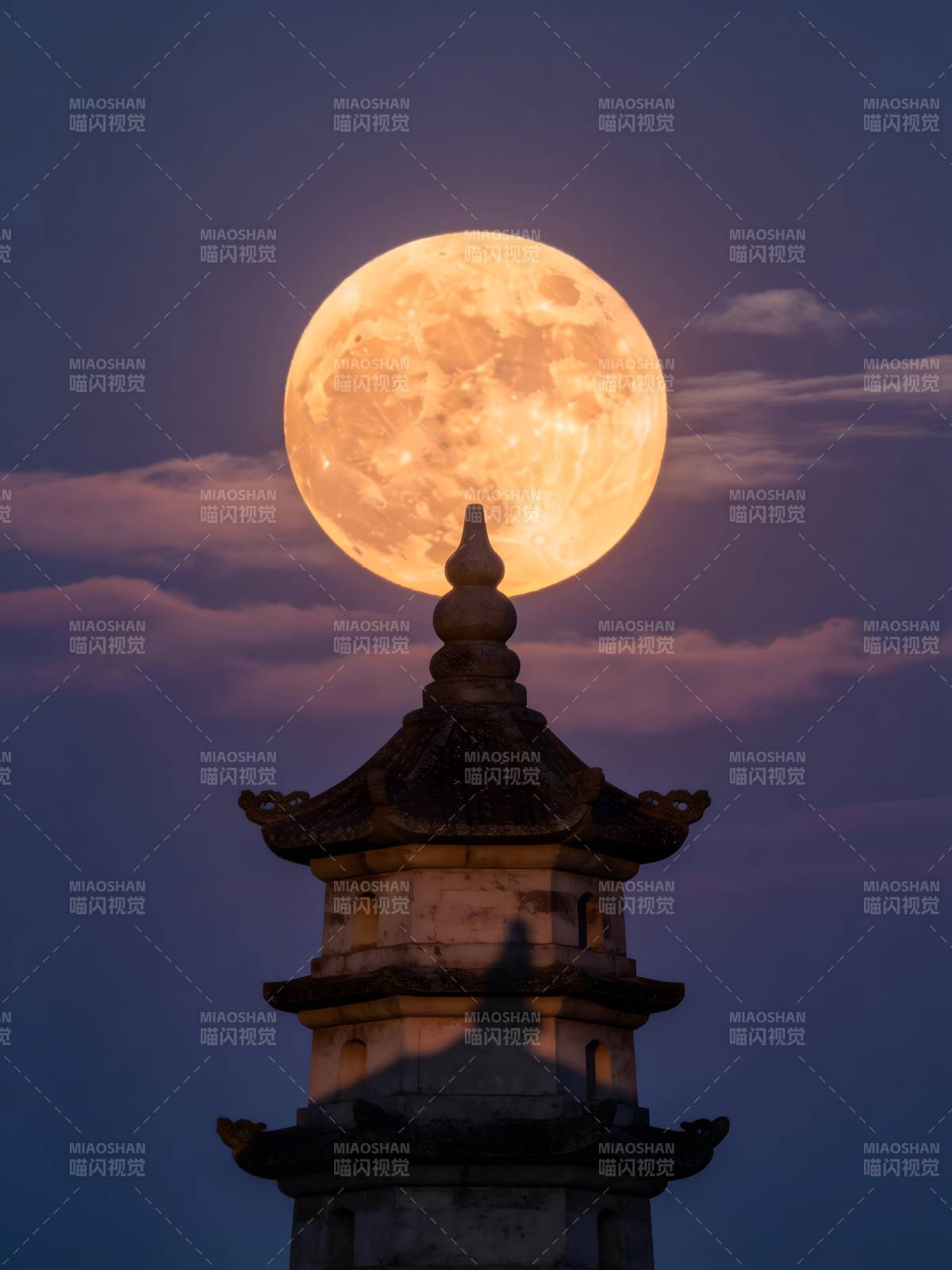月满古塔 夜色如诗图片