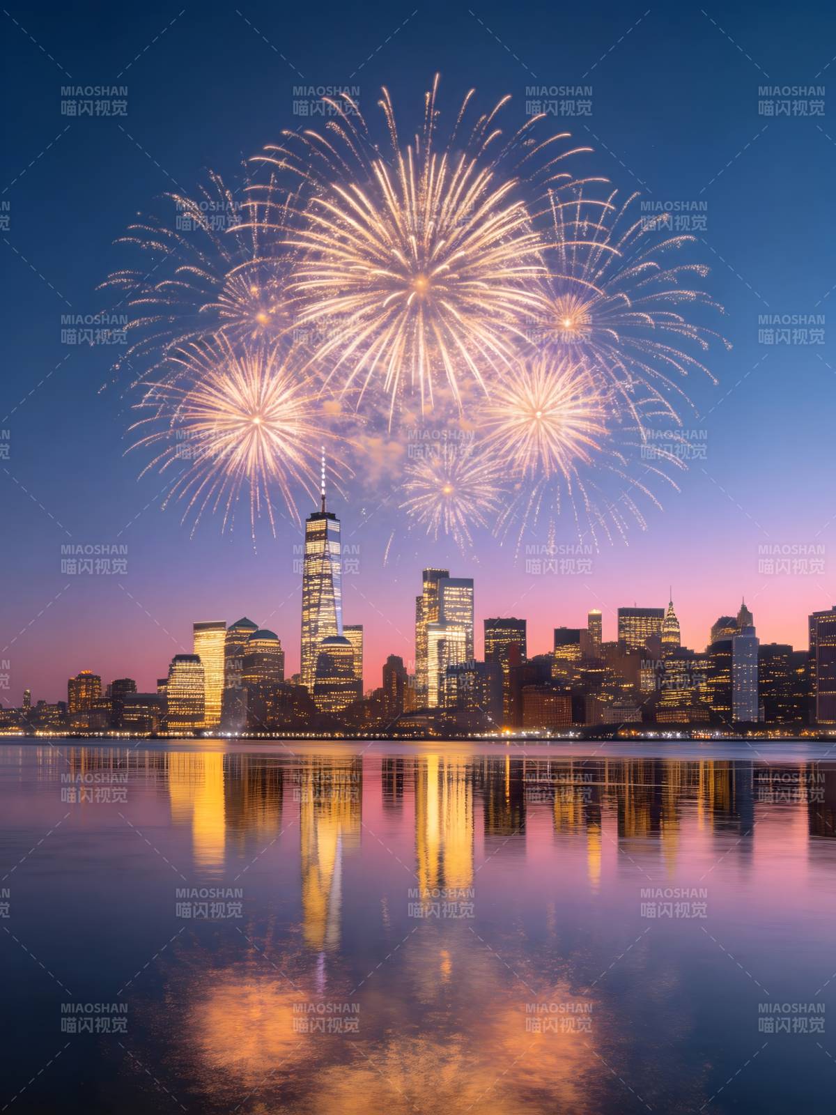 烟花映城 夜景如画图片