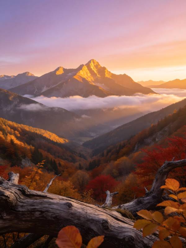 秋山云海 金峰映霞光图片