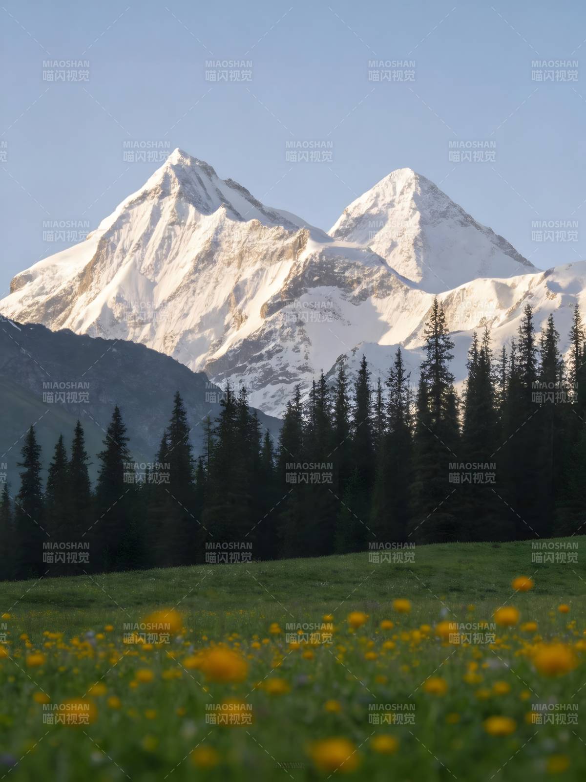 雪山花海 静美如画图片