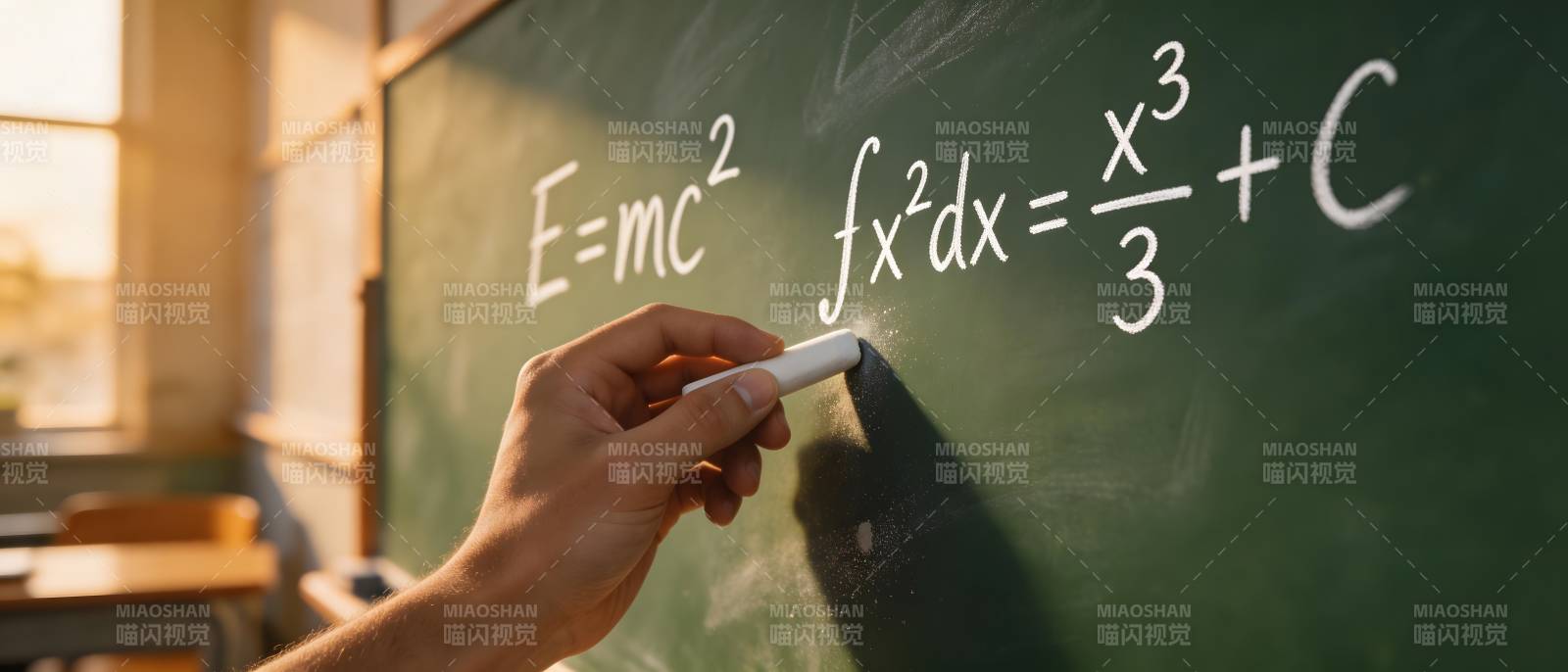 黑板上的数学公式图片