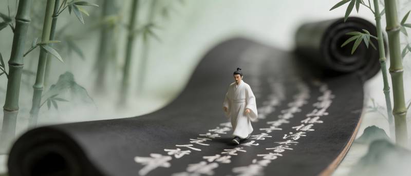 竹径书卷 古人独行图片