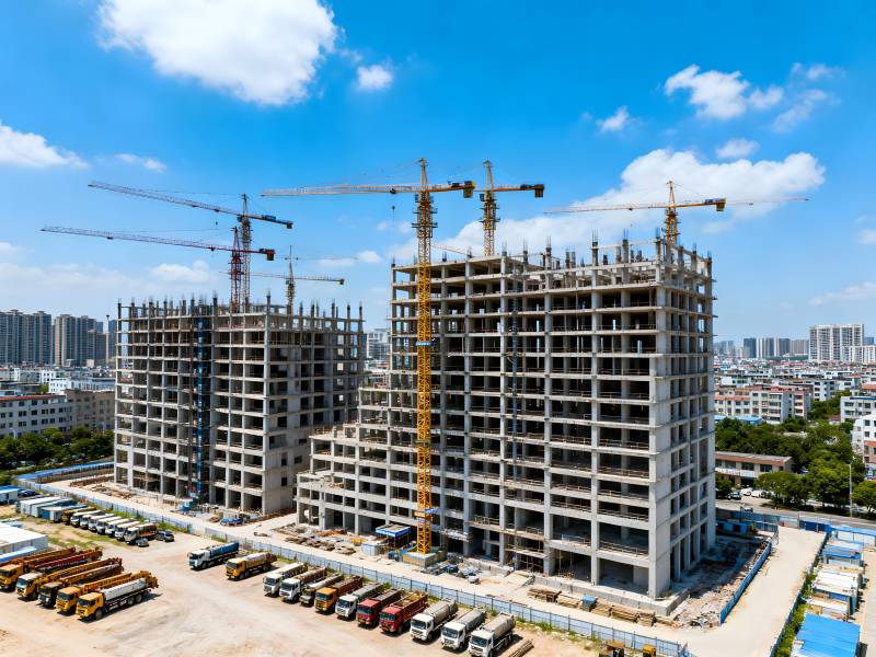 高楼建设中 塔吊林立忙施工图片