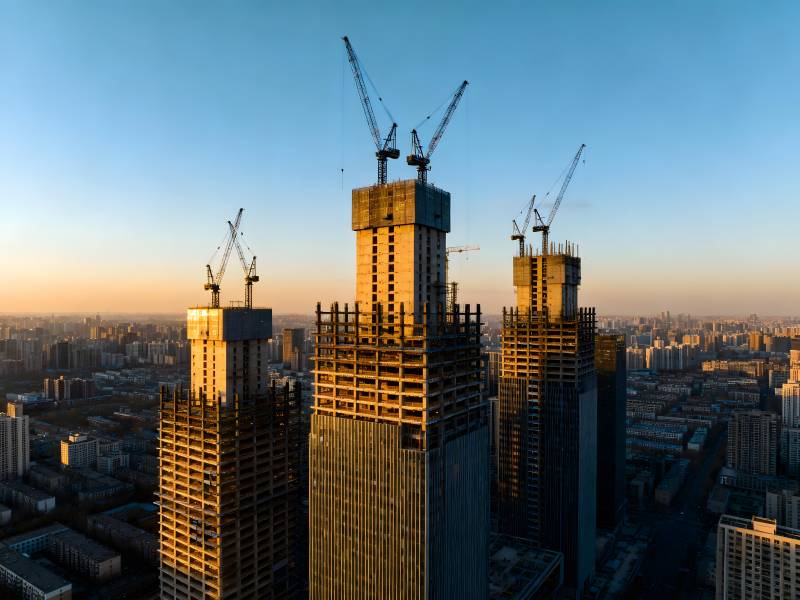 晨光中的城市建筑群图片
