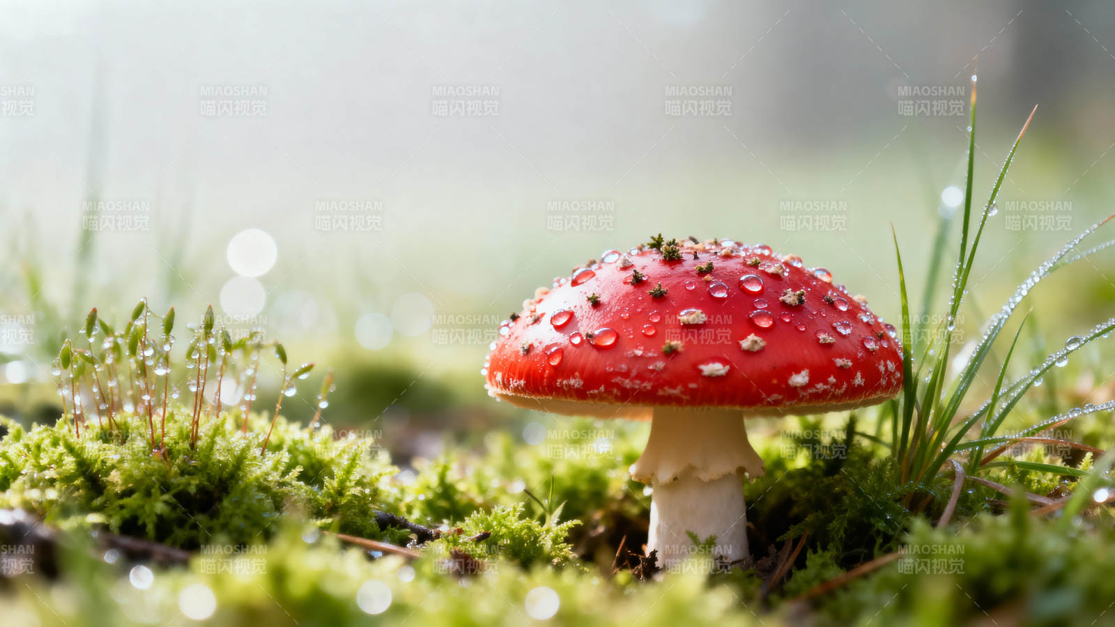 红菇晨露 苔藓间的小精灵图片