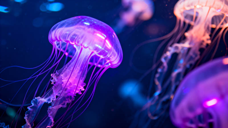 紫蓝水母梦幻游弋图片