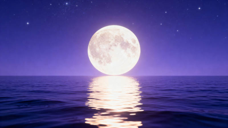 月落海平 星夜如诗图片