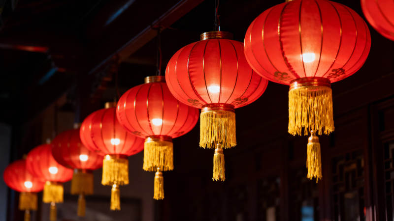 红灯笼高挂 喜庆迎新春图片