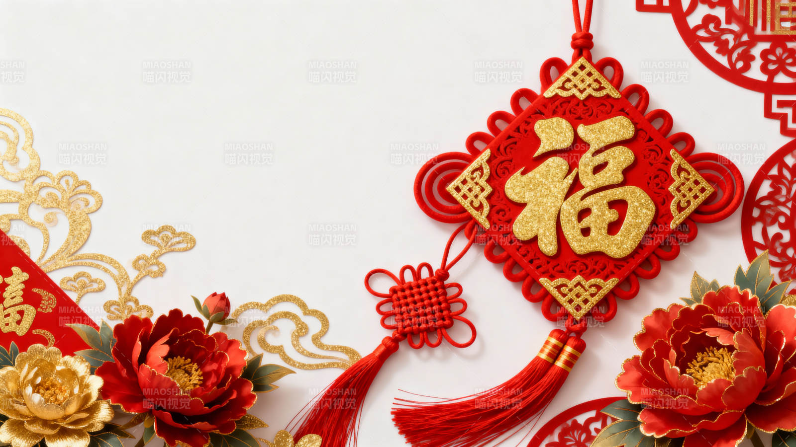 福字中国结迎春图图片
