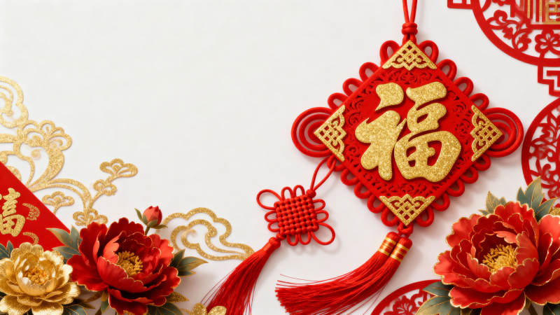 福字中国结迎春图图片