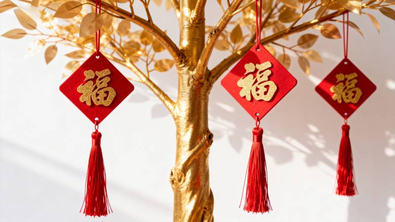 金树挂福迎新春图片